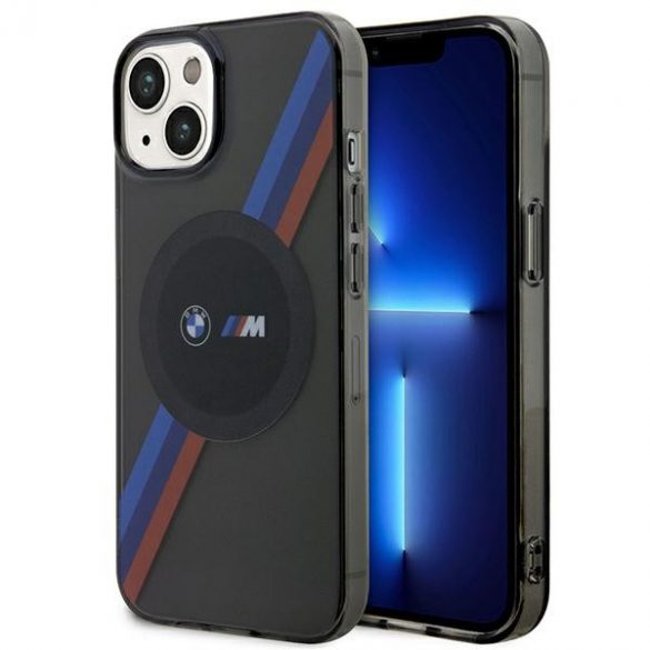 Husă BMW BMHMP14SHDTK iPhone 14 / 15 / 13 6.1" gri/gri Tricolor Stripes MagSafe