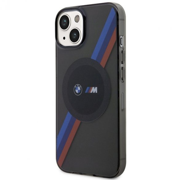 Husă BMW BMHMP14SHDTK iPhone 14 / 15 / 13 6.1" gri/gri Tricolor Stripes MagSafe