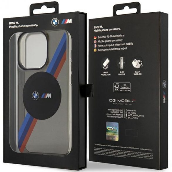 Etui BMW BMHMP14XHDTK iPhone 14 Pro Max 6,7 szary/gri carcasă rigidă Tricolor Stripes MagSafe"