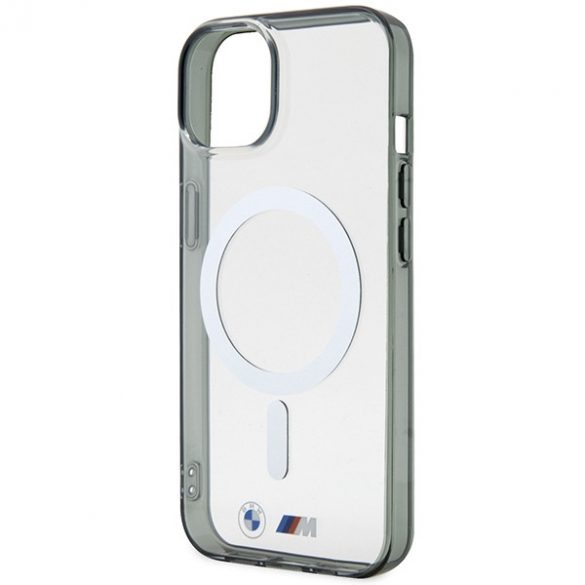 Husă BMW BMHMP14SHCRS iPhone 14 / 15 / 13 6.1"Husătare transparentă Silver Ring MagSafe