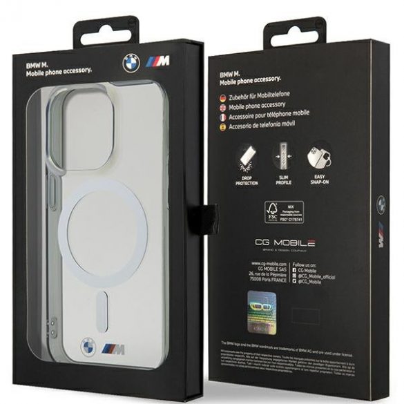 Etui BMW BMHMP14LHCRS iPhone 14 Pro 6.1 husă rigidă transparentă Silver Ring MagSafe"