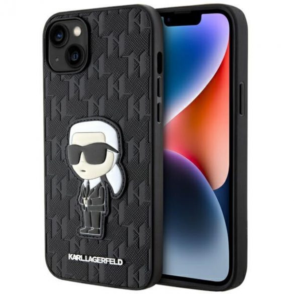 Karl Lagerfeld KLHCP14MSAKHPKK iPhone 14 Plus / 15 Plus 6.7" negru / negru Saffiano Monogram Ikonik