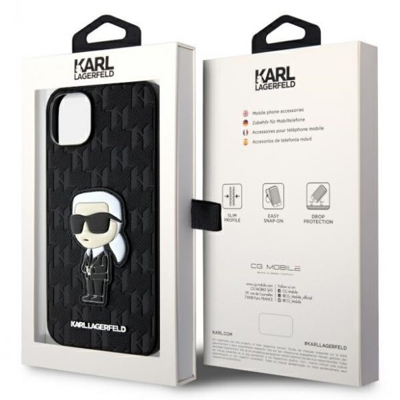 Karl Lagerfeld KLHCP14MSAKHPKK iPhone 14 Plus / 15 Plus 6.7" negru / negru Saffiano Monogram Ikonik