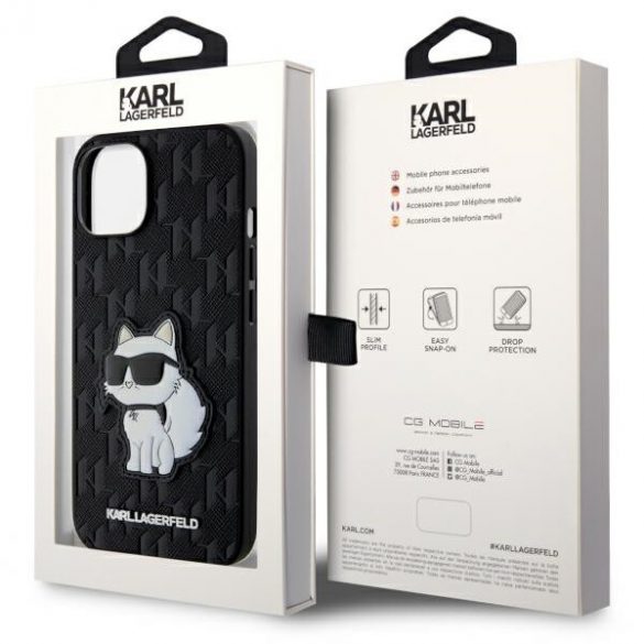 Karl Lagerfeld KLHCP14SSAKHPCK iPhone 14 / 15 / 13 6.1" czarny/negru Saffiano Monogram Choupette