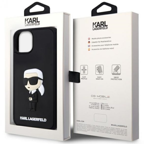 Karl Lagerfeld KLHCP14M3DRKINK Carcasă rigidă pentru iPhone 14 Plus / 15 Plus 6,7" czarny/negru Cauciuc Ikonik 3D