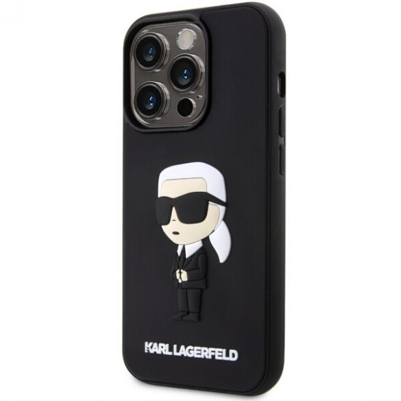 Karl Lagerfeld KLHCP14L3DRKINK iPhone 14 Pro 6.1 negru / negru hard Husă cauciuc Ikonik 3D"