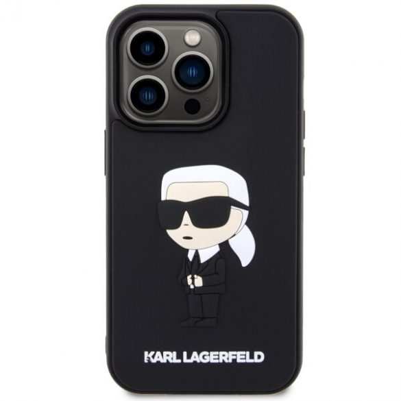 Karl Lagerfeld KLHCP14L3DRKINK iPhone 14 Pro 6.1 negru / negru hard Husă cauciuc Ikonik 3D"