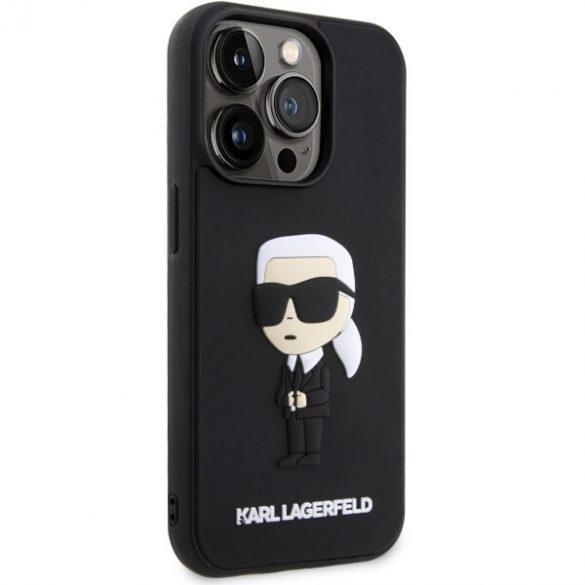 Karl Lagerfeld KLHCP14L3DRKINK iPhone 14 Pro 6.1 negru / negru hard Husă cauciuc Ikonik 3D"