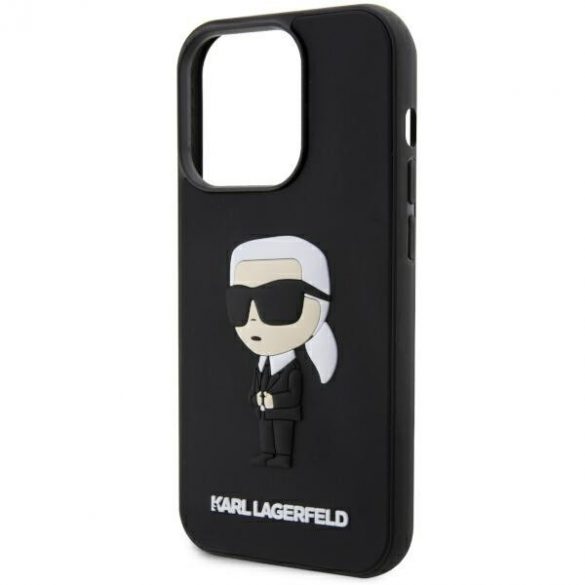 Karl Lagerfeld KLHCP14L3DRKINK iPhone 14 Pro 6.1 negru / negru hard Husă cauciuc Ikonik 3D"