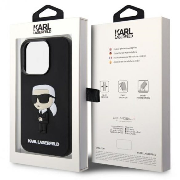 Karl Lagerfeld KLHCP14L3DRKINK iPhone 14 Pro 6.1 negru / negru hard Husă cauciuc Ikonik 3D"