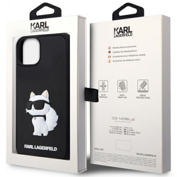 Karl Lagerfeld KLHCP14S3DRKHNK iPhone 14 / 15 / 13 6.1" negru / negru hard Husă cauciuc Choupette 3D