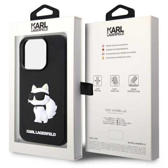 Karl Lagerfeld KLHCP14L3DRKHNK iPhone 14 Pro 6.1 carcasă rigidă/neagră Rubber Choupette 3D"