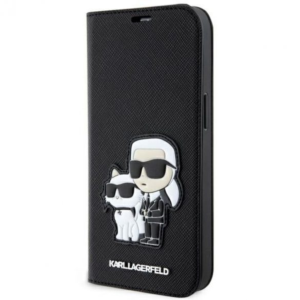 Karl Lagerfeld KLBKP14SSANKCPK iPhone 14 / 15 / 13 6.1" bibliotecă czarny/negru Saffiano Karl & Choupette