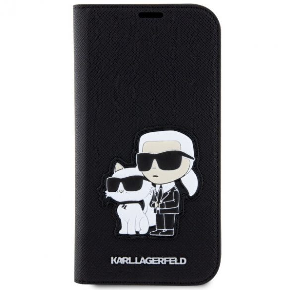 Karl Lagerfeld KLBKP14SSANKCPK iPhone 14 / 15 / 13 6.1" bibliotecă czarny/negru Saffiano Karl & Choupette