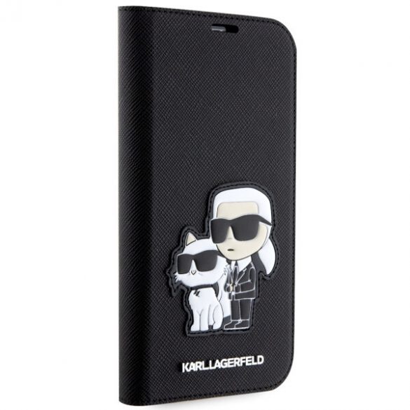 Karl Lagerfeld KLBKP14SSANKCPK iPhone 14 / 15 / 13 6.1" bibliotecă czarny/negru Saffiano Karl & Choupette