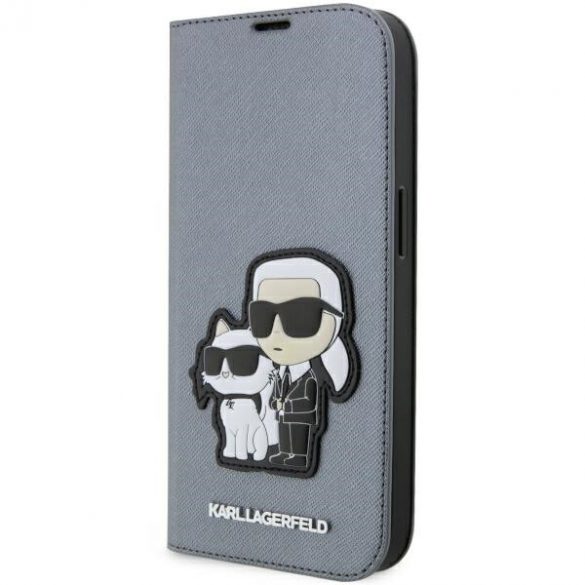 Karl Lagerfeld KLBKP14LSANKCPG iPhone 14 Pro 6.1 bibliotecă srebrny/argintiu Saffiano Karl & Choupette"