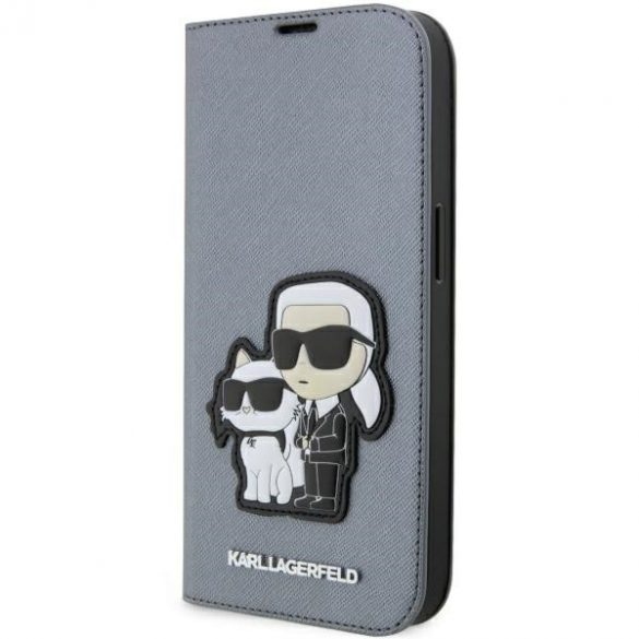 Karl Lagerfeld KLBKP14XSANKCPG iPhone 14 Pro Max 6.7 bibliotecă srebrny/argintiu Saffiano Karl & Choupette"