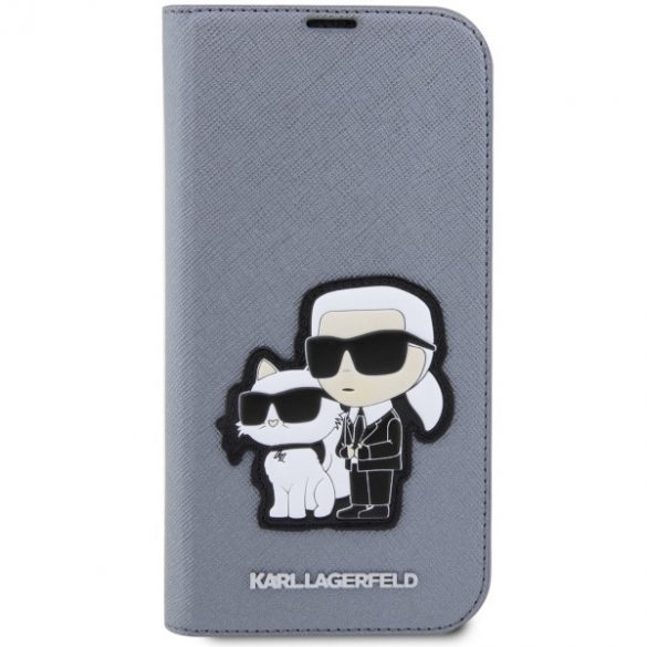 Karl Lagerfeld KLBKP14XSANKCPG iPhone 14 Pro Max 6.7 bibliotecă srebrny/argintiu Saffiano Karl & Choupette"