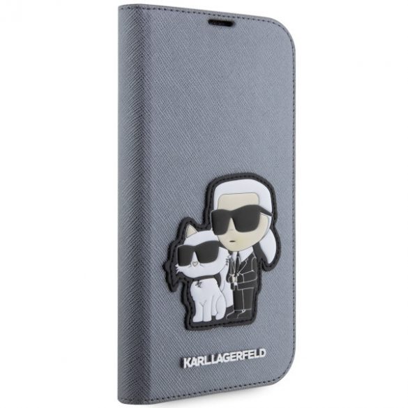 Karl Lagerfeld KLBKP14XSANKCPG iPhone 14 Pro Max 6.7 bibliotecă srebrny/argintiu Saffiano Karl & Choupette"