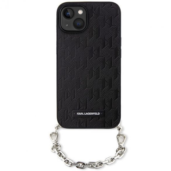 Karl Lagerfeld KLHCP14SSACKLHPK iPhone 14 / 15 / 13 6.1" carcasă rigidă/neagră Saffiano Monogram Chain