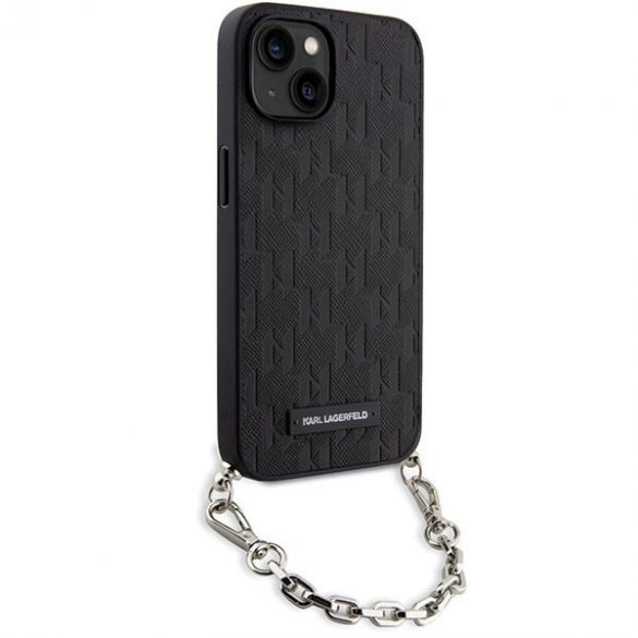 Karl Lagerfeld KLHCP14SSACKLHPK iPhone 14 / 15 / 13 6.1" carcasă rigidă/neagră Saffiano Monogram Chain