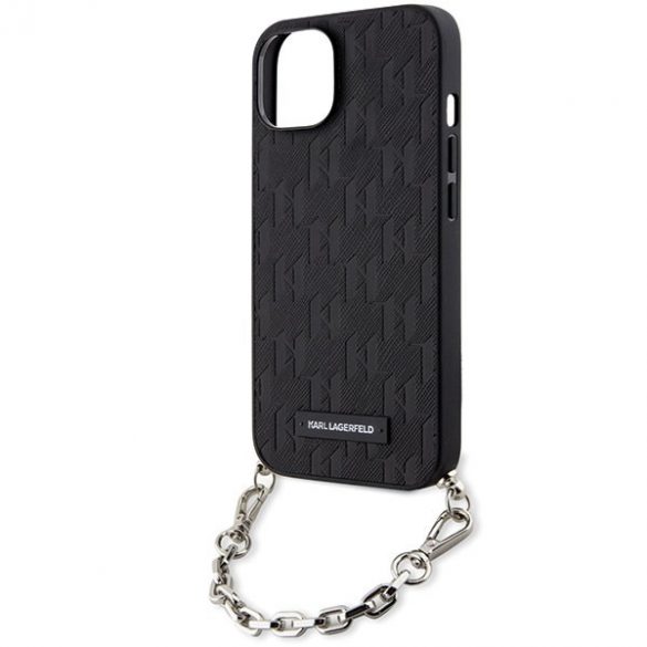 Karl Lagerfeld KLHCP14SSACKLHPK iPhone 14 / 15 / 13 6.1" carcasă rigidă/neagră Saffiano Monogram Chain