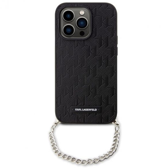 Karl Lagerfeld KLHCP14LSACKLHPK iPhone 14 Pro 6.1 carcasă rigidă/neagră Saffiano Monogram Chain"