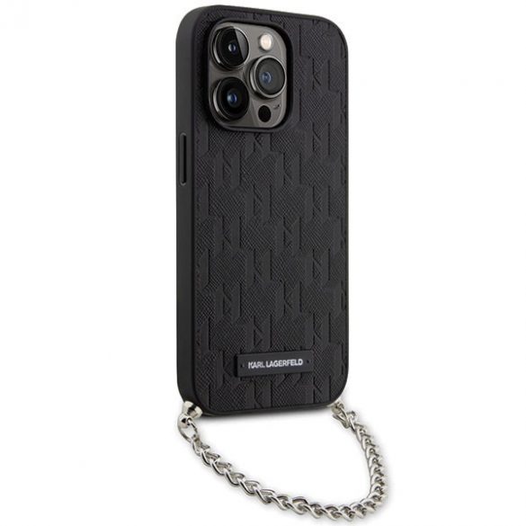 Karl Lagerfeld KLHCP14LSACKLHPK iPhone 14 Pro 6.1 carcasă rigidă/neagră Saffiano Monogram Chain"