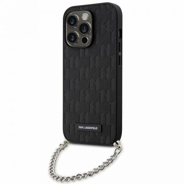 Karl Lagerfeld KLHCP14XSACKLHPK iPhone 14 Pro Max 6.7 carcasă rigidă/neagră Saffiano Monogram Chain"