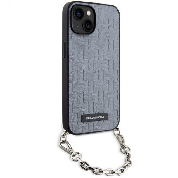 Karl Lagerfeld KLHCP14SSACKLHPG iPhone 14 / 15 / 13 6.1" srebrny/argintiu hardcase Saffiano Monogram Chain