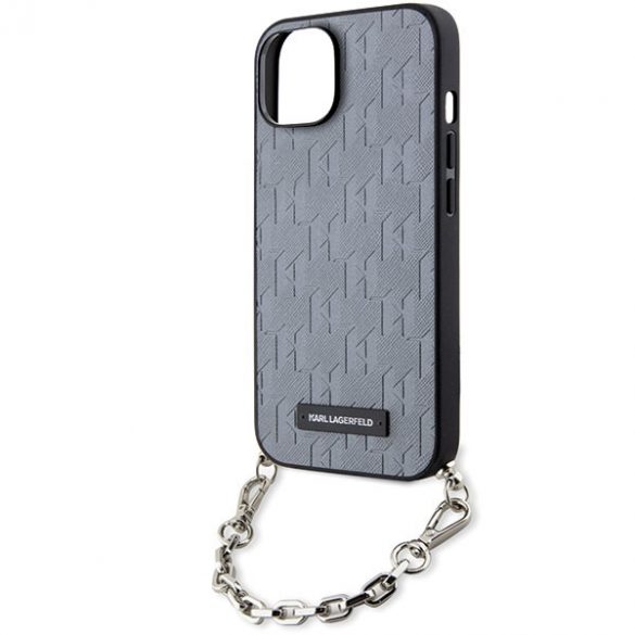 Karl Lagerfeld KLHCP14SSACKLHPG iPhone 14 / 15 / 13 6.1" srebrny/argintiu hardcase Saffiano Monogram Chain