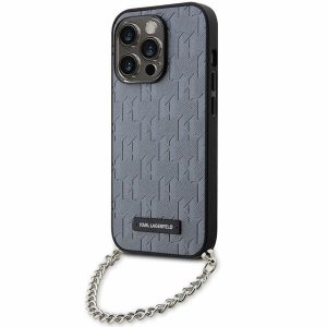 Karl Lagerfeld KLHCP14LSACKLHPG iPhone 14 Pro 6.1 srebrny/argintiu Hardcase Saffiano Monogram Chain"