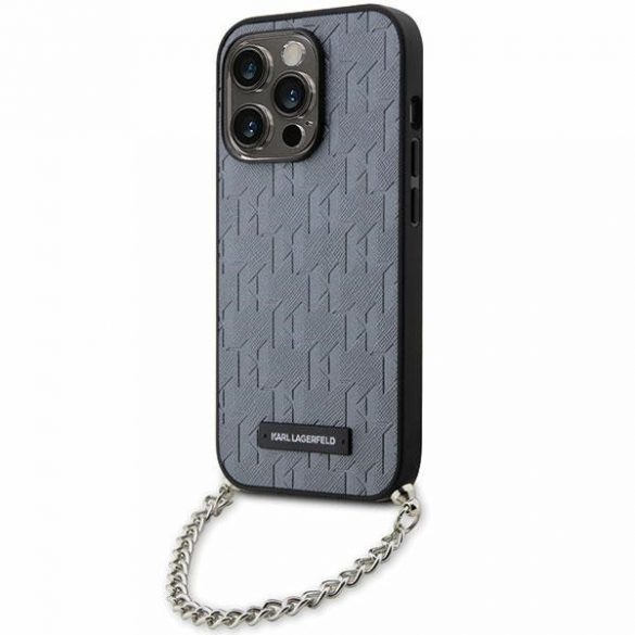 Karl Lagerfeld KLHCP14LSACKLHPG iPhone 14 Pro 6.1 srebrny/argintiu Hardcase Saffiano Monogram Chain"