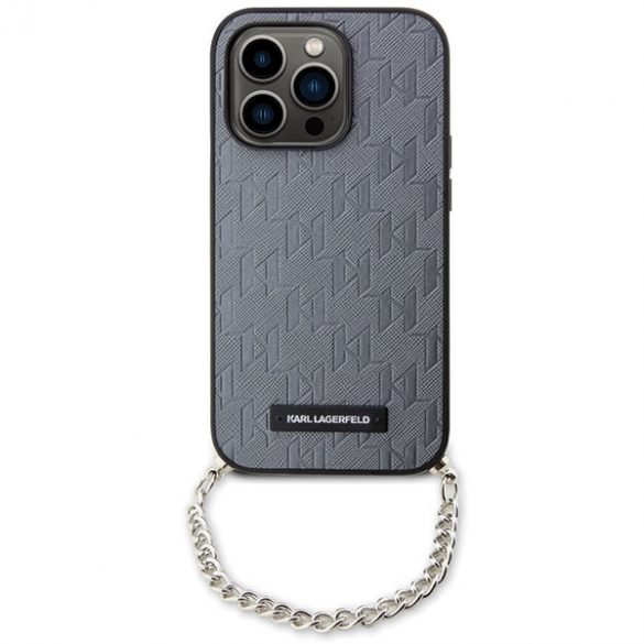 Karl Lagerfeld KLHCP14LSACKLHPG iPhone 14 Pro 6.1 srebrny/argintiu Hardcase Saffiano Monogram Chain"