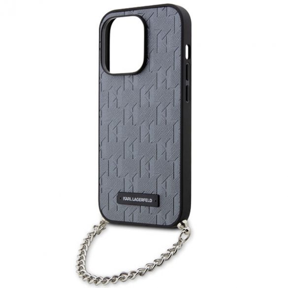 Karl Lagerfeld KLHCP14LSACKLHPG iPhone 14 Pro 6.1 srebrny/argintiu Hardcase Saffiano Monogram Chain"