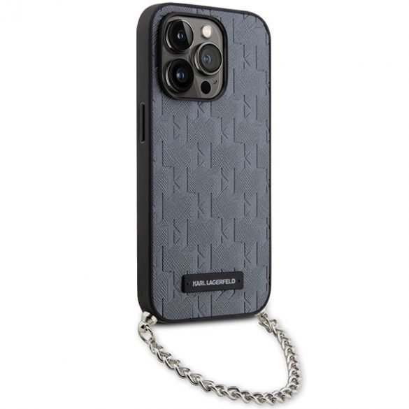 Karl Lagerfeld KLHCP14XSACKLHPG iPhone 14 Pro Max 6.7 srebrny/argintiu Hardcase Saffiano Monogram Chain"