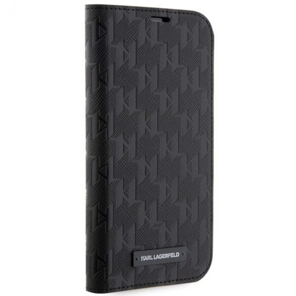 Karl Lagerfeld KLBKP14SSAKLHPK iPhone 14 / 15 / 13 6.1" bibliotecă czarny/negru Saffiano Monogram