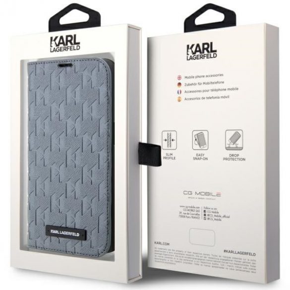 Karl Lagerfeld KLBKP14LSAKLHPG iPhone 14 Pro 6.1 bibliotecă srebrny/argintiu Saffiano Monogram"