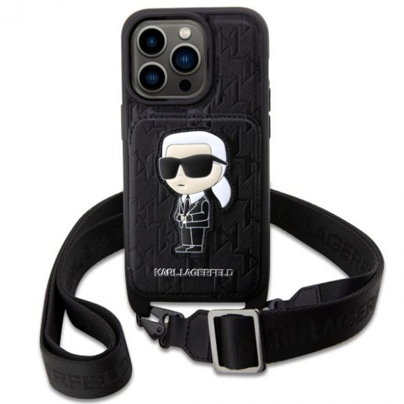 Karl Lagerfeld KLHCP14LCSAKHPKK iPhone 14 Pro 6.1 hardcase czarny/negru Crossbody Saffiano Monogram Ikonik"