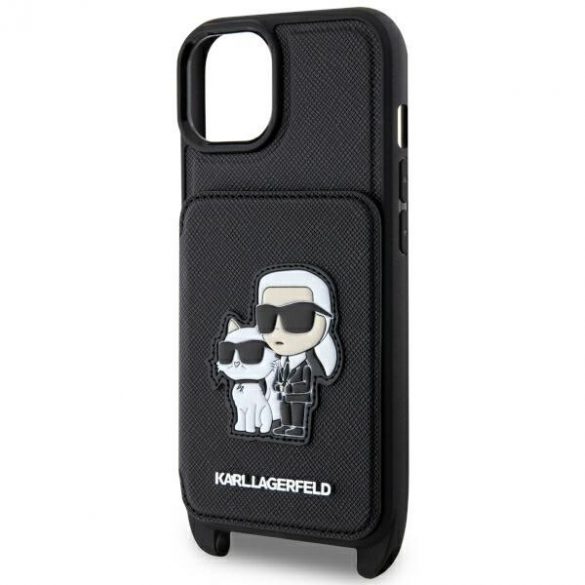 Karl Lagerfeld KLHCP14MCSAKCPMK iPhone 14 Plus / 15 Plus 6.7" hardcase czarny/negru Crossbody Saffiano Karl & Choupette