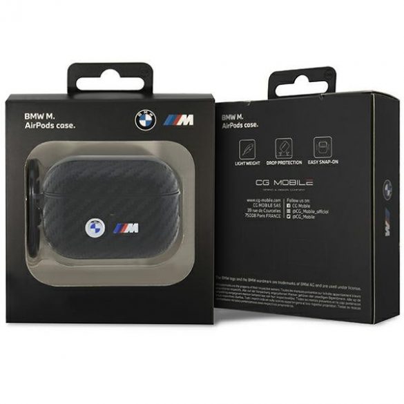 Husa BMW BMAP2WMPUCA2 AirPods Pro 2 gen czarny/negru Carbon Double Metal Logo