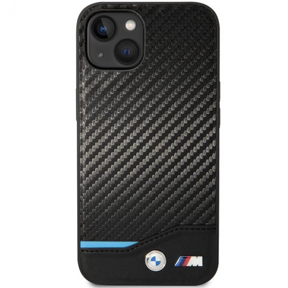 Husă BMW BMHCP13M22NBCK iPhone 13 / 14 / 15 6.1" negru / negru piele carbon