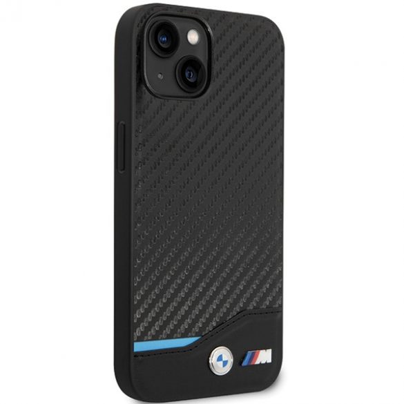 Husă BMW BMHCP13M22NBCK iPhone 13 / 14 / 15 6.1" negru / negru piele carbon