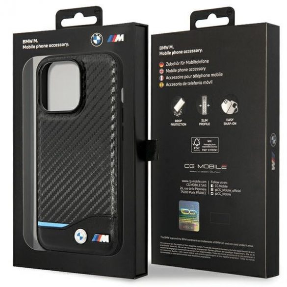 Etui BMW BMHCP13L22NBCK iPhone 13 Pro / 13 6.1 czarny/negru hardcase Leather Carbon"