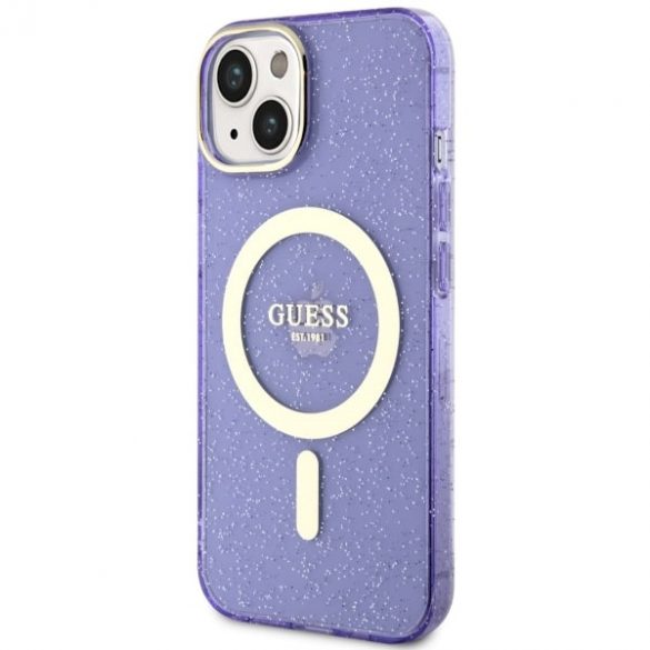 Guess GUHMP14SHCMCGU iPhone 14 / 15 / 13 6.1" violet/violet hard Husă Glitter Gold MagSafe