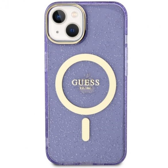 Guess GUHMP14SHCMCGU iPhone 14 / 15 / 13 6.1" violet/violet hard Husă Glitter Gold MagSafe