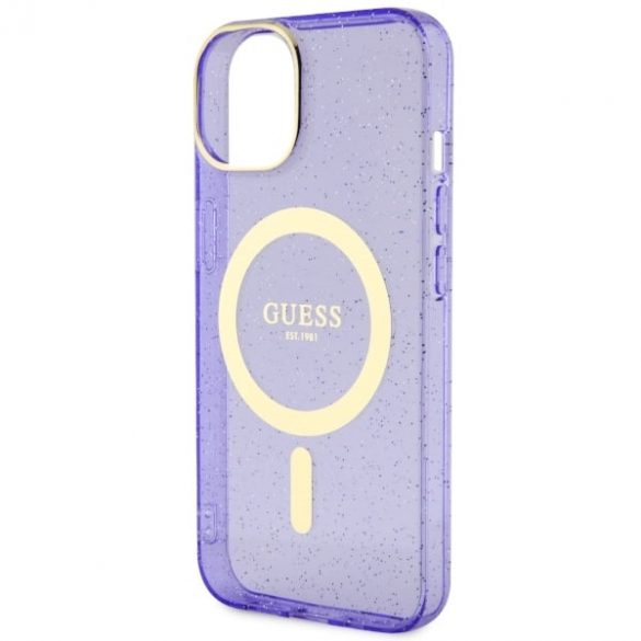 Guess GUHMP14SHCMCGU iPhone 14 / 15 / 13 6.1" violet/violet hard Husă Glitter Gold MagSafe