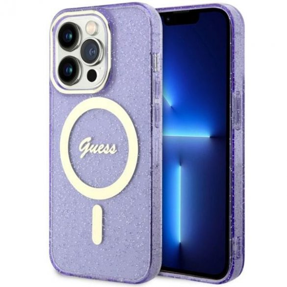 Guess GUHMP14LHCMCGU iPhone 14 Pro 6.1 husă rigidă violet/violet Glitter Gold MagSafe”