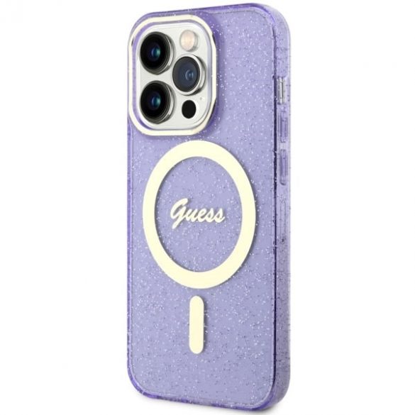 Guess GUHMP14LHCMCGU iPhone 14 Pro 6.1 husă rigidă violet/violet Glitter Gold MagSafe”