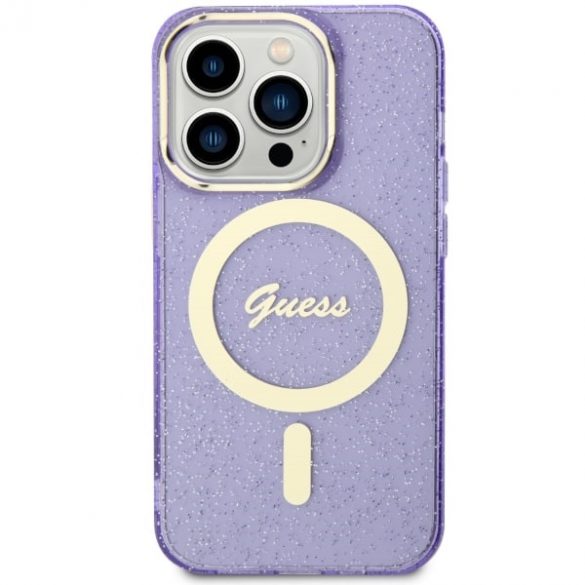 Guess GUHMP14LHCMCGU iPhone 14 Pro 6.1 husă rigidă violet/violet Glitter Gold MagSafe”